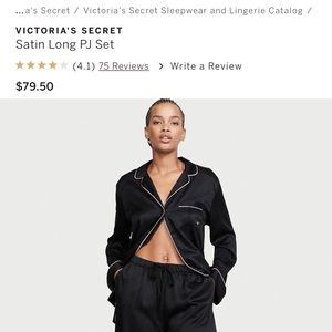 VS Satin Pink Stripped Pajama Set - Long pants and Long Sleeve Top